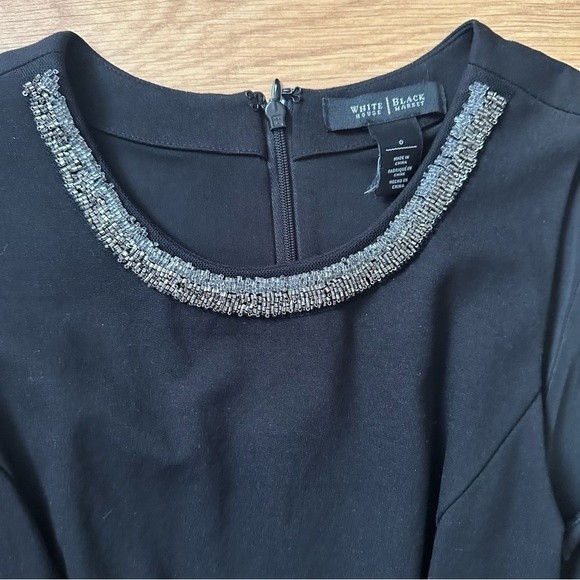 White House Black Market Women's Embellished Asymmetric Peplum Knit Top Size 0 - Picture 2 of 2